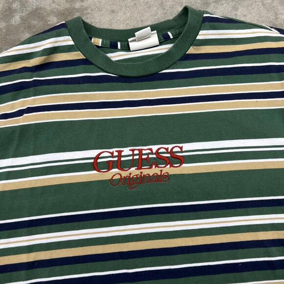 vintage guess originals striped green and white shirt size medium - Picture 2 of 3